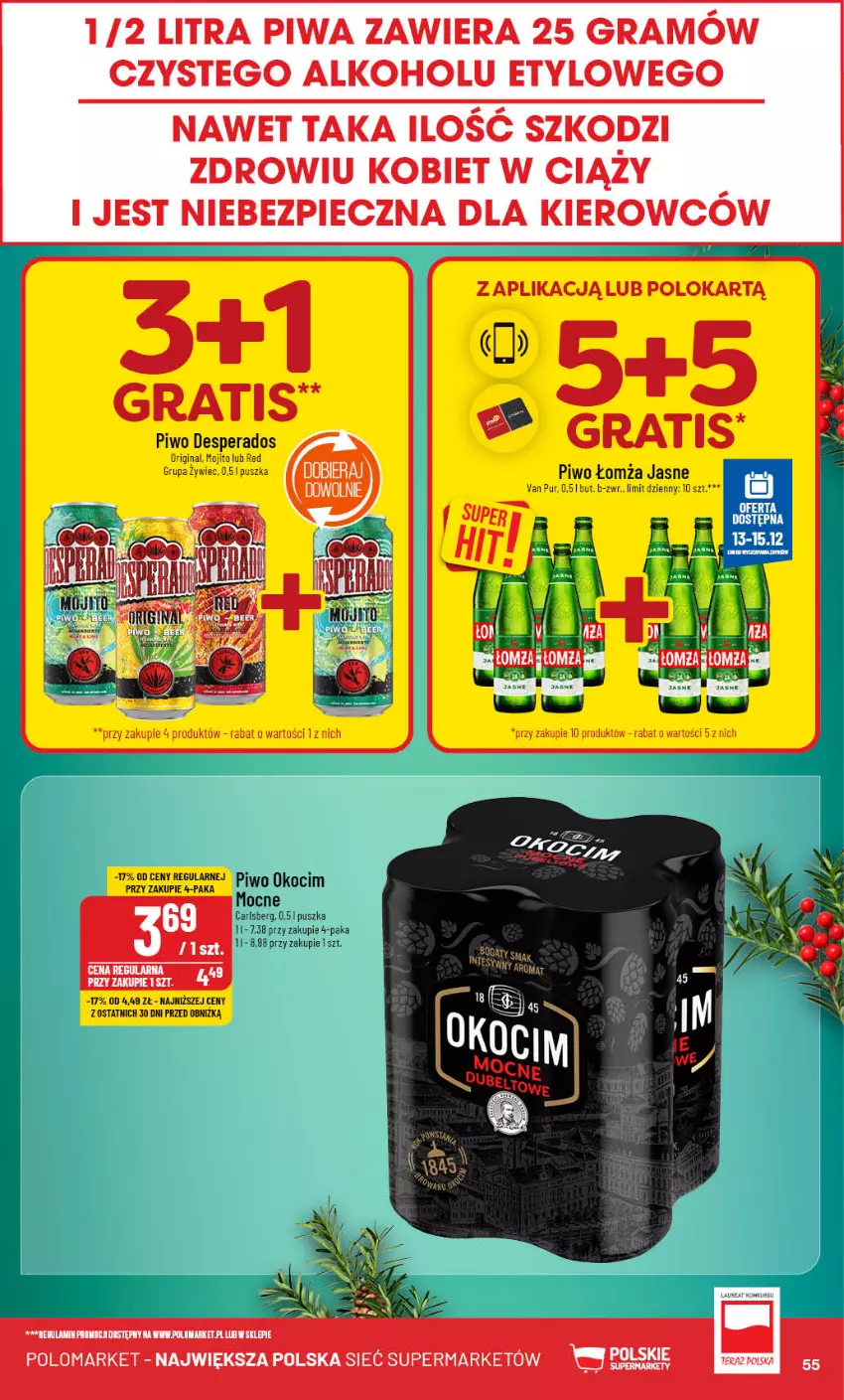 Gazetka promocyjna PoloMarket - Gazetka pomocyjna - ważna 11.10 do 17.10.2024 - strona 55 - produkty: Carlsberg, Desperados, Gin, Gra, Koc, Okocim, Piec, Piwa, Piwo, Pur, Tera