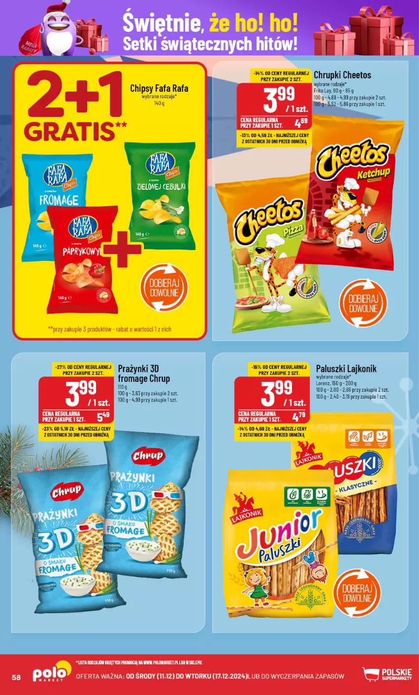 Gazetka promocyjna PoloMarket - Gazetka pomocyjna - ważna 11.10 do 17.10.2024 - strona 58 - produkty: Cheetos, Chipsy, Chrupki, Fa, Gra, Lajkonik, Lorenz