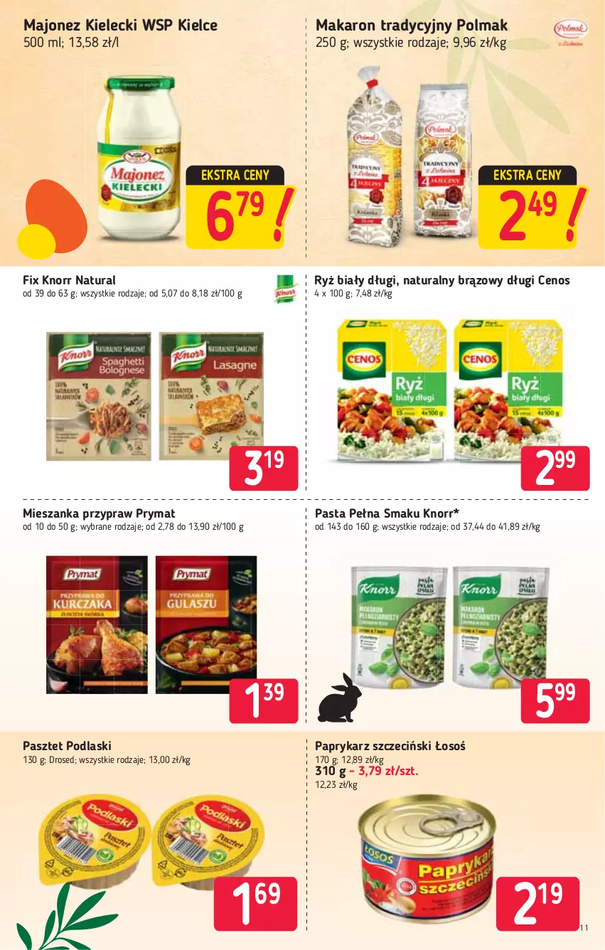 Gazetka promocyjna Stokrotka - Market - ważna 01.04 do 07.04.2021 - strona 11 - produkty: Cenos, Knorr, Majonez, Makaron, Olma, Papryka, Paprykarz, Paprykarz szczeciński, Pasztet, Podlaski, Prymat, Ryż, Ryż biały