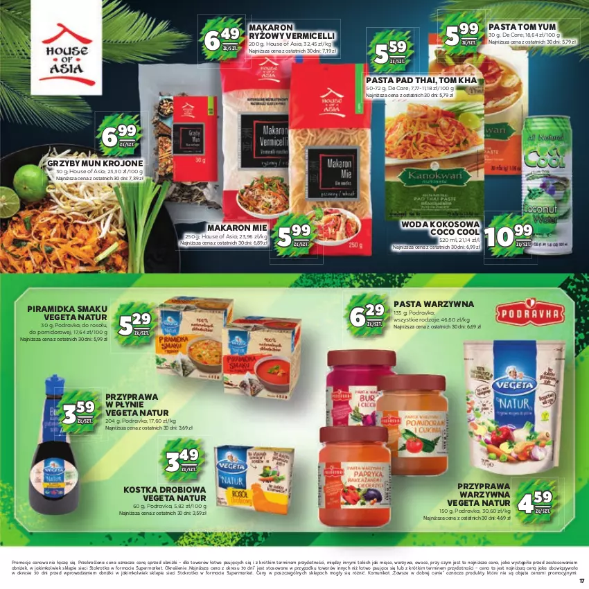 Gazetka promocyjna Stokrotka - Katalog Piłkarski - ważna 13.06.2023 do 26.06.2024 - strona 17 - produkty: Grzyby, Grzyby mun, House of Asia, Kokos, Makaron, Makaron ryżowy, Mięso, Owoce, Pasta warzywna, Piramidka smaku, Podravka, Przyprawa w płynie, Ryż, Vegeta, Vegeta Natur, Warzywa, Woda