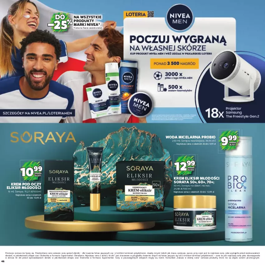 Gazetka promocyjna Stokrotka - Katalog Piłkarski - ważna 13.06.2023 do 26.06.2024 - strona 46 - produkty: Krem pod oczy, Mięso, Nivea, Owoce, Warzywa, Woda, Woda micelarna