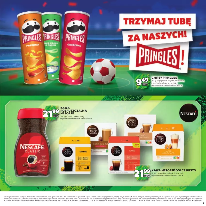 Gazetka promocyjna Stokrotka - Katalog Piłkarski - ważna 13.06.2023 do 26.06.2024 - strona 5 - produkty: Chipsy, Dolce Gusto, Gin, Kawa, Ketchup, Mięso, Nescafé, Owoce, Pringles, Warzywa