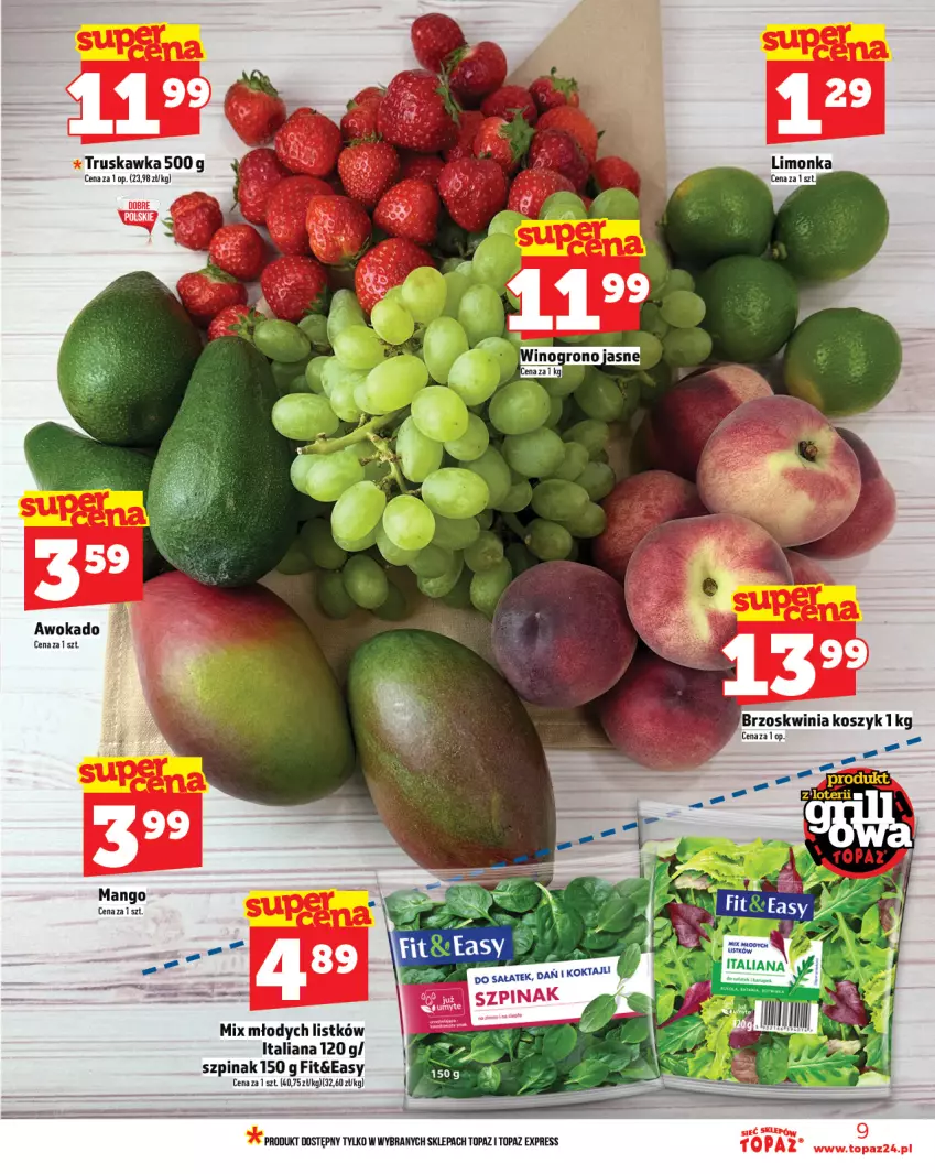 Gazetka promocyjna Topaz - Gazetka - ważna 05.06 do 11.06.2025 - strona 9 - produkty: Kosz, Limonka, Sałat, Szpinak, Top