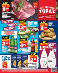Gazetka promocyjna Topaz - Gazetka - Gazetka - ważna od 11.06 do 11.06.2025 - strona 1 - produkty: Piwa, Lubella, Makaron, Pur, Gin, Gra, Szynka wieprzowa, Bell, Coca-Cola, Dove, Lody, Szynka, Zielona Budka, Fanta, Bella, Waga, Sprite, Napój, Fa