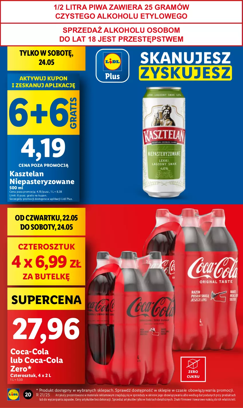 Gazetka promocyjna Lidl - GAZETKA - ważna 22.05 do 24.05.2025 - strona 24 - produkty: Coca-Cola, Gra, Kasztelan, Piwa