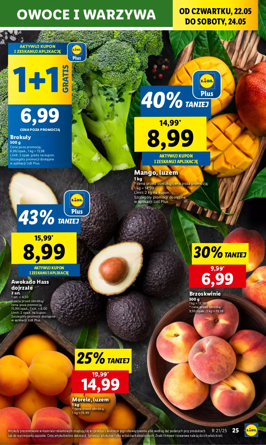 Gazetka promocyjna Lidl - GAZETKA - ważna 22.05 do 24.05.2025 - strona 31 - produkty: Brokuły, Brzoskwinie, Gra, Mango, Owoce, Warzywa