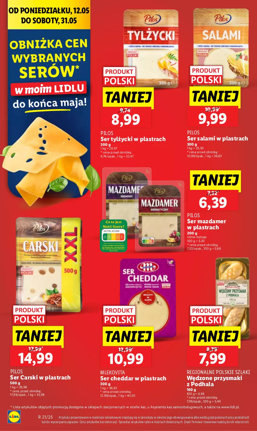 Gazetka promocyjna Lidl - GAZETKA - ważna 22.05 do 24.05.2025 - strona 34 - produkty: Cars, Cheddar, Mazdamer, Mleko, Mlekovita, Pilos, Przysmaki, Salami, Ser, Ser salami, Ser tylżycki, Wazon