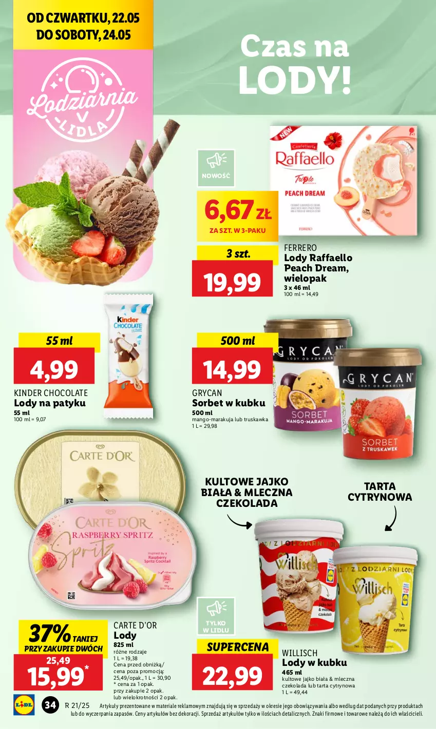 Gazetka promocyjna Lidl - GAZETKA - ważna 22.05 do 24.05.2025 - strona 42 - produkty: Czekolada, Fa, Ferrero, Gry, Kinder, Lody, Mango, Raffaello, Tarta