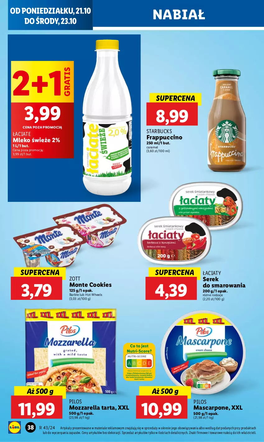 Gazetka promocyjna Lidl - GAZETKA - ważna 21.10 do 23.10.2024 - strona 42 - produkty: Barbie, Gra, Hot Wheels, Mascarpone, Mleko, Monte, Mozzarella, Pilos, Ser, Serek, Tarta, Zott