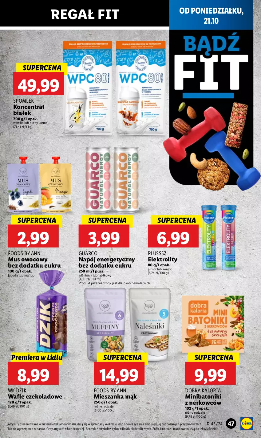 Gazetka promocyjna Lidl - GAZETKA - ważna 21.10 do 23.10.2024 - strona 53 - produkty: Baton, Mango, Mus, Napój, Napój energetyczny, Regał, Tonik, Wafle