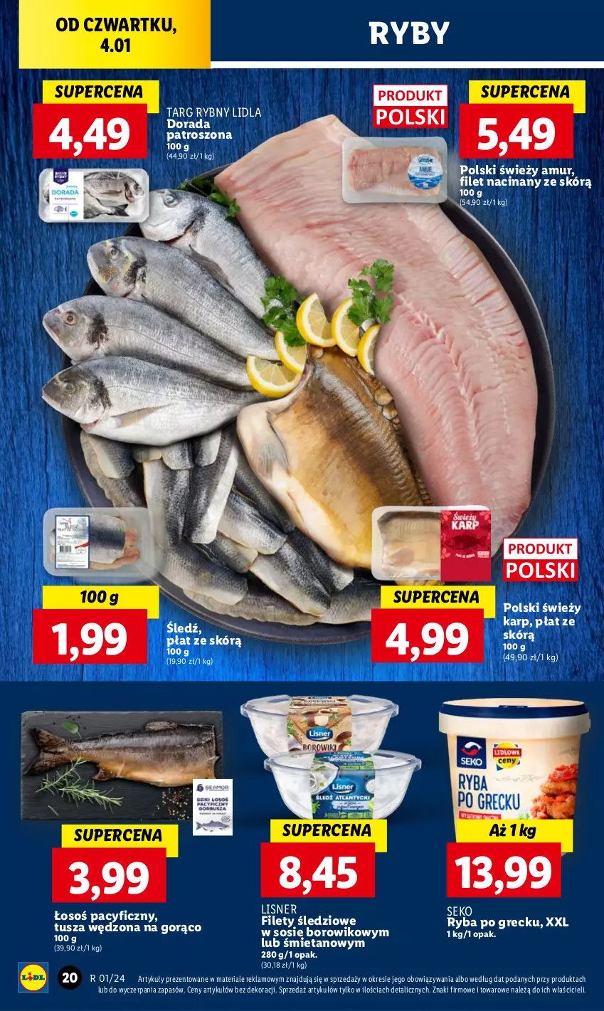 Gazetka promocyjna Lidl - GAZETKA - ważna 04.01 do 05.01.2024 - strona 22 - produkty: Karp, Lisner, Ryba, Ryba po grecku, SEKO, Sos, Tusz, Wiko