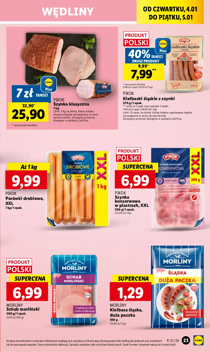 Gazetka promocyjna Lidl - GAZETKA - ważna 04.01 do 05.01.2024 - strona 25 - produkty: Gra, Kiełbasa, Kiełbasa śląska, Kiełbaski śląskie, Morliny, Olej, Parówki, PIKOK, Ser, Szynka, Szynka konserwowa