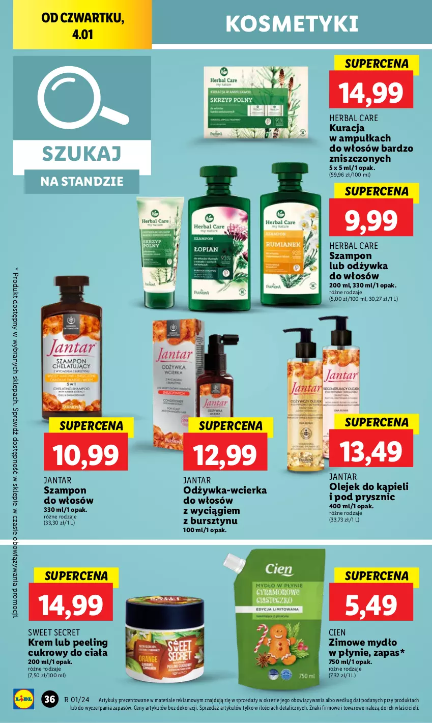 Gazetka promocyjna Lidl - GAZETKA - ważna 04.01 do 05.01.2024 - strona 40 - produkty: Bursztyn, Mydło, Mydło w płynie, Odżywka, Olej, Peeling, Szampon