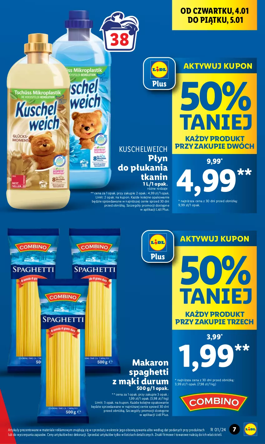 Gazetka promocyjna Lidl - GAZETKA - ważna 04.01 do 05.01.2024 - strona 7 - produkty: Makaron, Olej, Płyn do płukania, Rum, Spaghetti