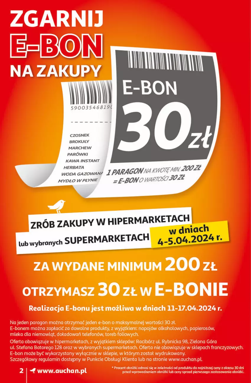 Gazetka promocyjna Auchan - Gazetka Oferty tygodnia! Supermarket Auchan - ważna 04.04 do 10.04.2024 - strona 2 - produkty: Brokuły, Czosnek, Herbata, Kawa, Mydło, Mydło w płynie, Parówki