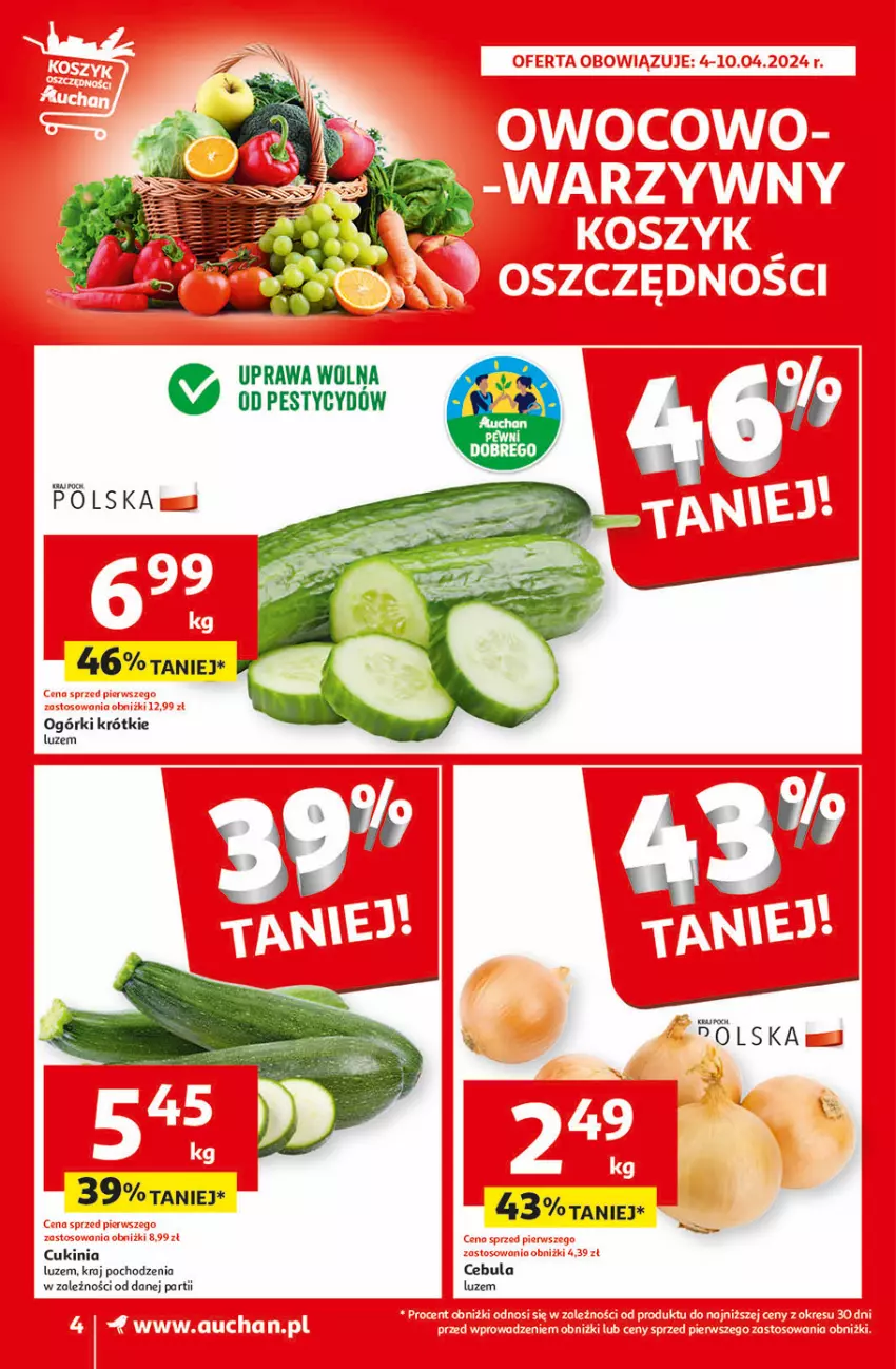 Gazetka promocyjna Auchan - Gazetka Oferty tygodnia! Supermarket Auchan - ważna 04.04 do 10.04.2024 - strona 4 - produkty: Cebula