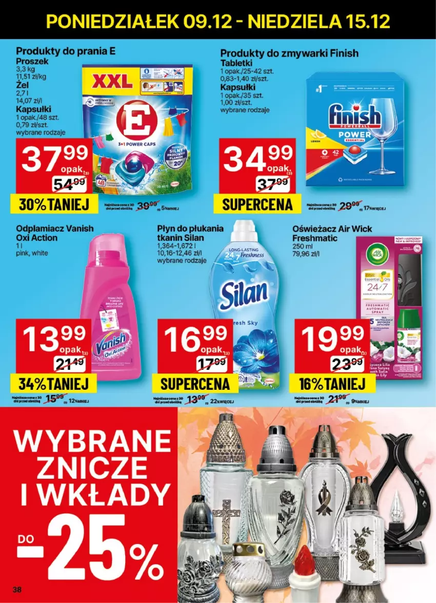 Gazetka promocyjna Delikatesy Centrum - NOWA GAZETKA Delikatesy Centrum od 9 grudnia! 9-15.12.2024 - ważna 09.12 do 15.12.2024 - strona 38 - produkty: Air Wick, Finish, Gra, Odplamiacz, Płyn do płukania, Silan, Tablet, Vanish, Zmywarki, Znicz