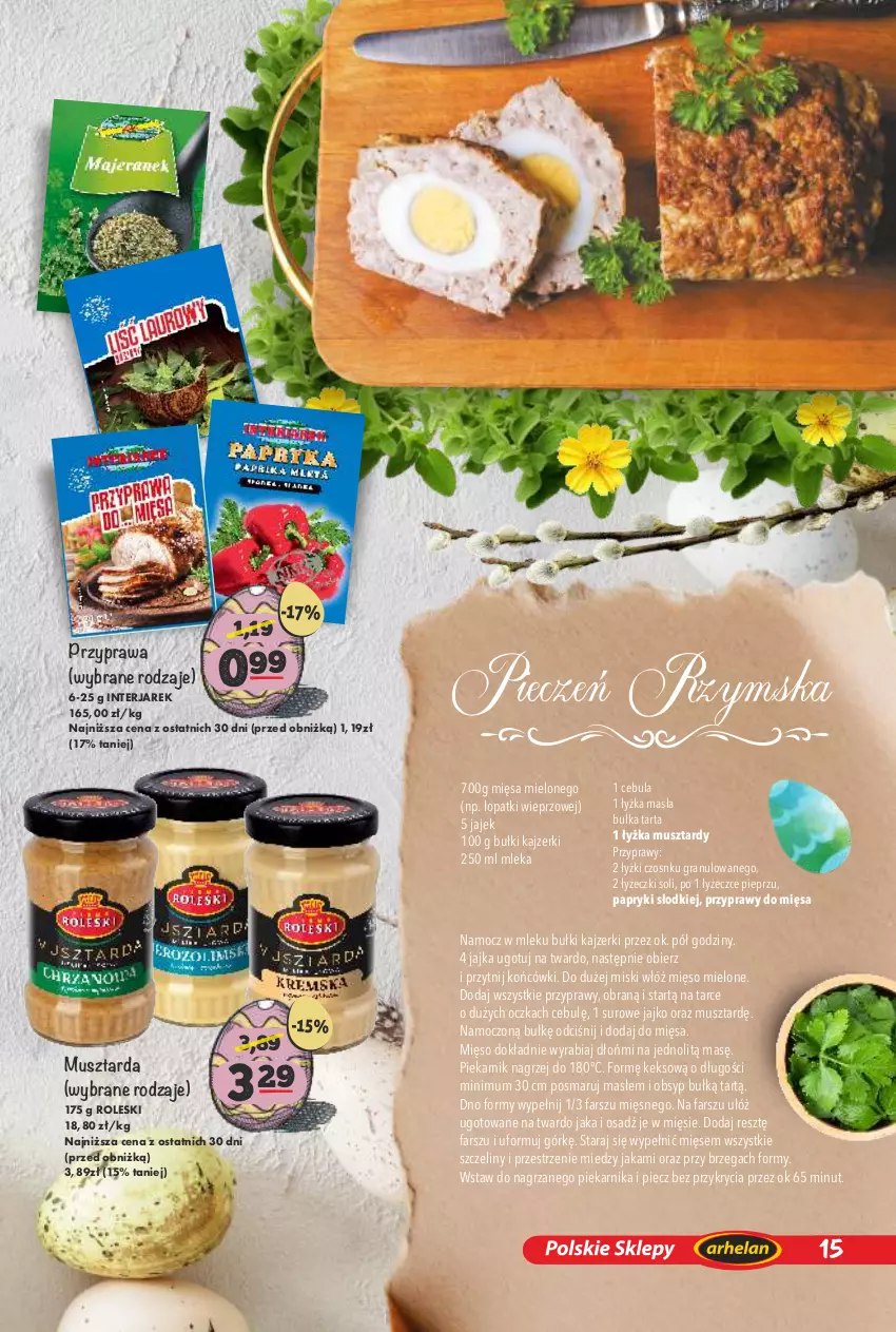 Gazetka promocyjna Arhelan - Gazetka - ważna 20.03 do 12.04.2026 - strona 15 - produkty: Bułka, Bułka tarta, Cebula, Fa, Gra, Mięso, Mięso mielone, Mus, Musztarda, Piec, Pieczeń rzymska, Piekarnik, Pieprz, Przyprawy, Tarta