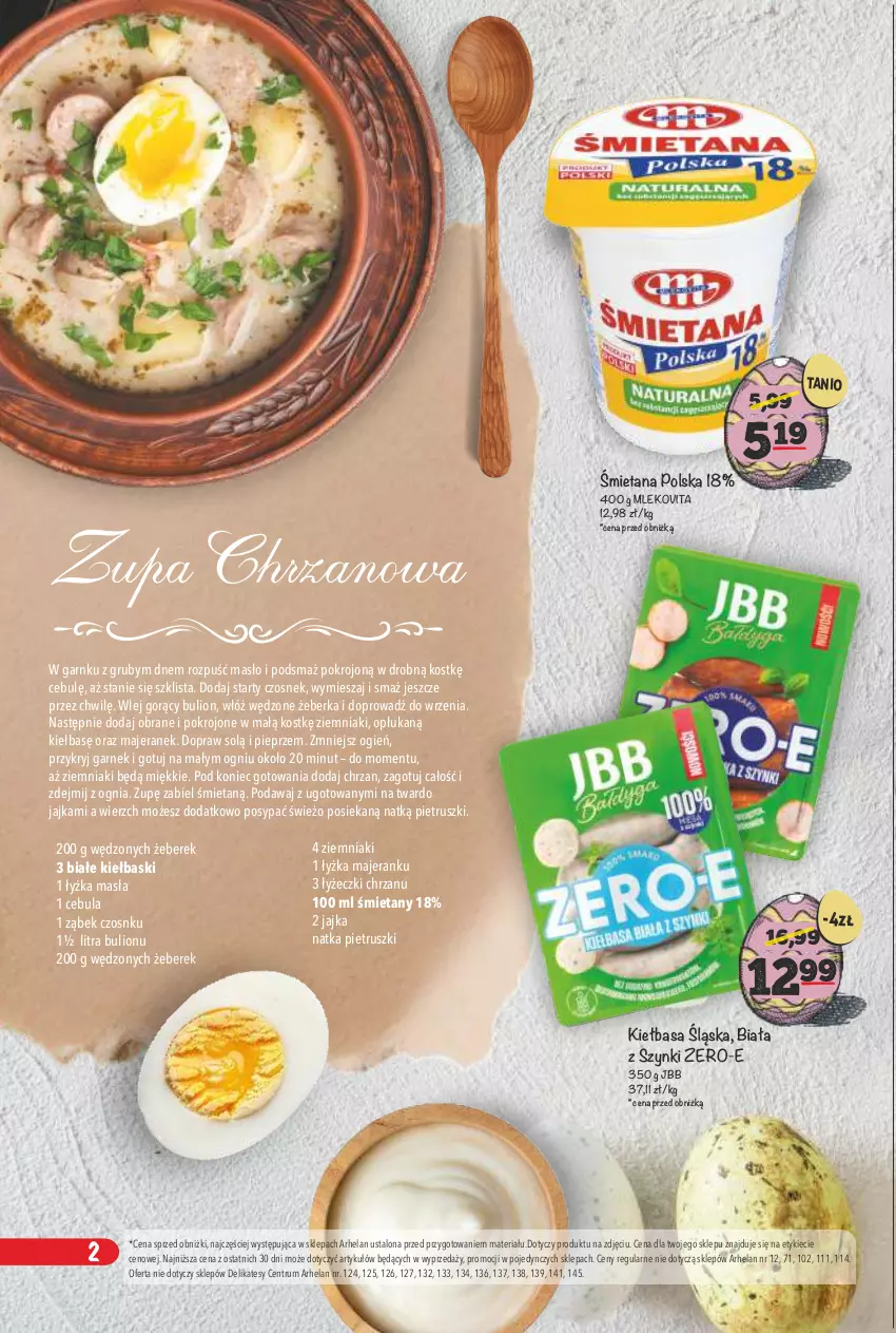 Gazetka promocyjna Arhelan - Gazetka - ważna 20.03 do 12.04.2026 - strona 2 - produkty: Bulion, Cebula, Chrzan, Czosnek, Garnek, Kiełbasa, Kiełbasa śląska, Lion, Masło, Mleko, Mlekovita, Natka pietruszki, Pieprz, Rum, Ziemniaki, Zupa