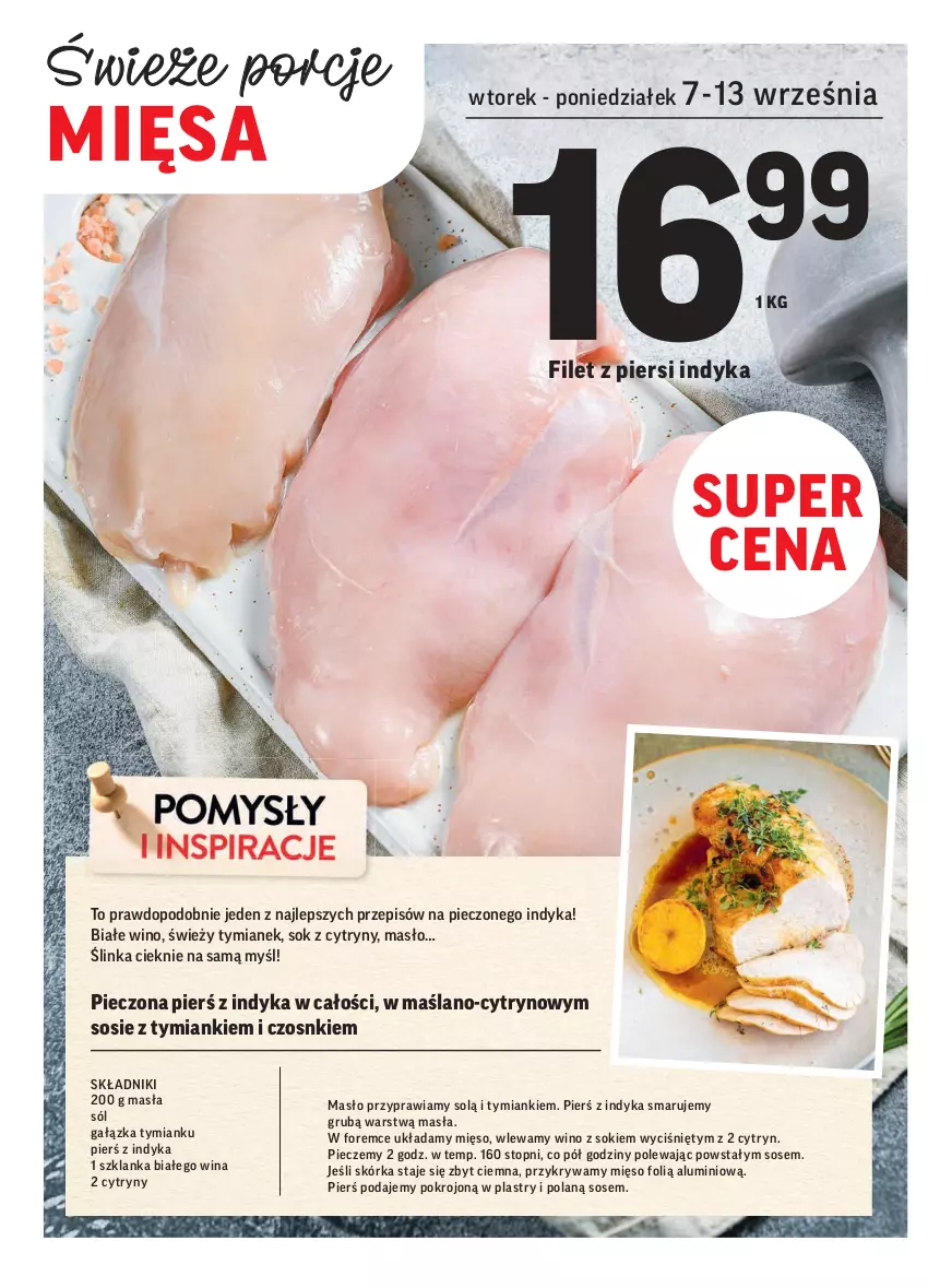 Gazetka promocyjna Intermarche - Gazetka promocyjna - ważna 07.09 do 13.09.2021 - strona 12 - produkty: Cytryny, Filet z piersi indyka, Inka, Masło, Mięso, Piec, Sok, Sól, Sos, Szklanka, Top, Wino