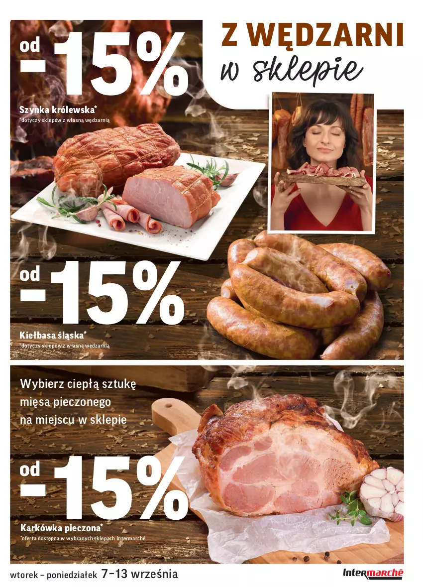 Gazetka promocyjna Intermarche - Gazetka promocyjna - ważna 07.09 do 13.09.2021 - strona 15 - produkty: Kiełbasa, Kiełbasa śląska, Piec, Szynka, Szynka Królewska