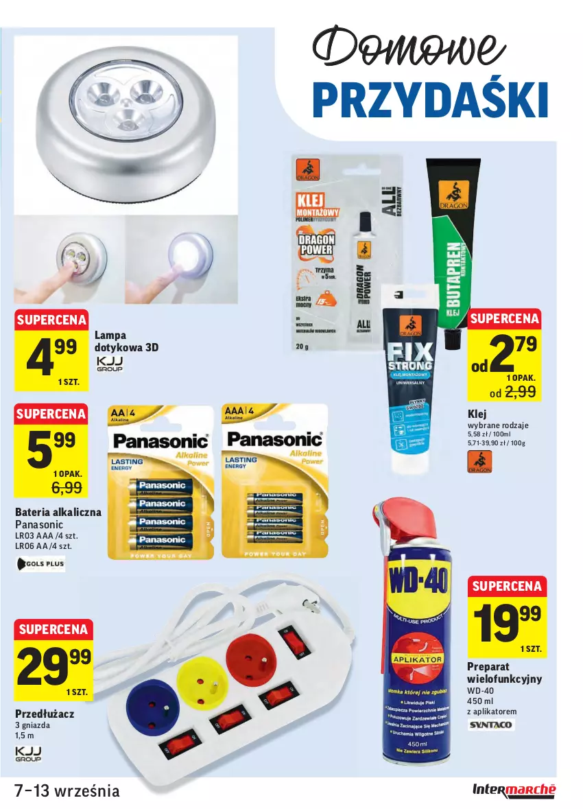 Gazetka promocyjna Intermarche - Gazetka promocyjna - ważna 07.09 do 13.09.2021 - strona 37 - produkty: Bateria, Klej, Lampa, Panasonic, WD-40