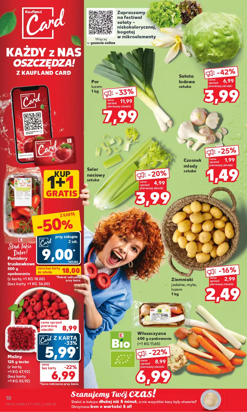 Gazetka promocyjna Kaufland - Gazetka tygodnia - ważna 04.05 do 10.05.2023 - strona 10 - produkty: Czosnek, Gra, Maliny, Olej, Pomidory, Por, Sałat, Sałata lodowa, Seler naciowy, Ziemniaki