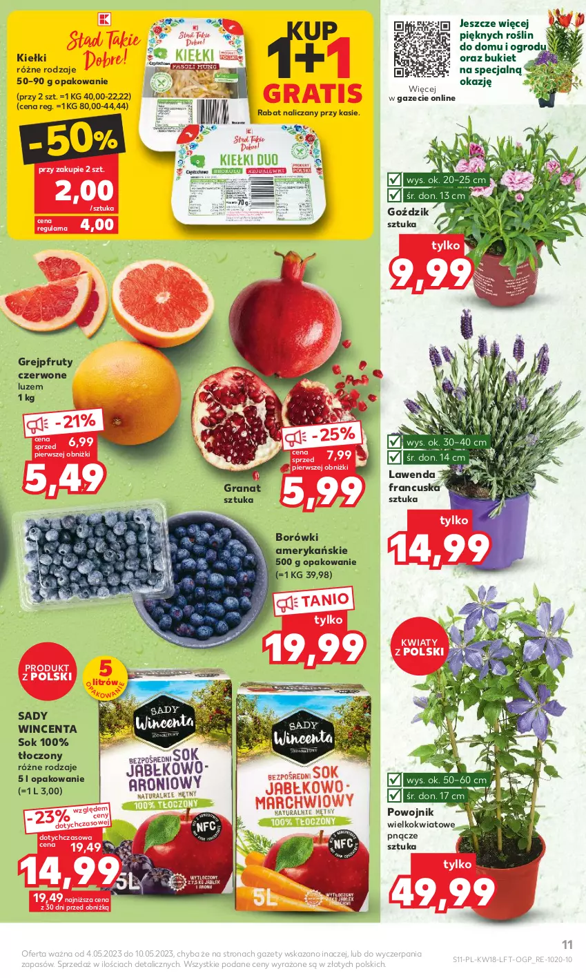 Gazetka promocyjna Kaufland - Gazetka tygodnia - ważna 04.05 do 10.05.2023 - strona 11 - produkty: Bukiet, Gra, Granat, Grejpfrut, Kiełki, Sok