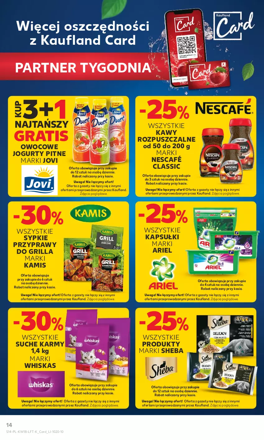 Gazetka promocyjna Kaufland - Gazetka tygodnia - ważna 04.05 do 10.05.2023 - strona 14 - produkty: Ariel, Gra, Grill, Jogurt, Kamis, Nescafé, Przyprawy, Sheba, Waga, Whiskas