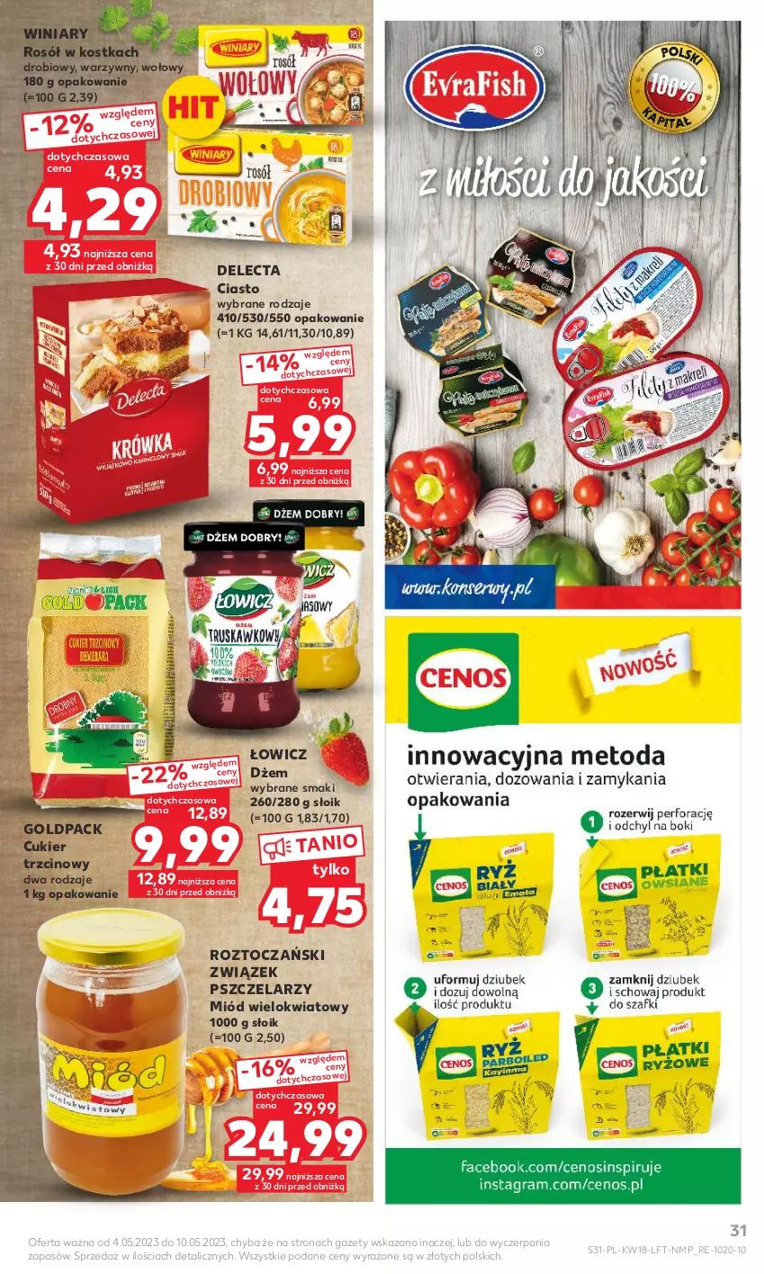 Gazetka promocyjna Kaufland - Gazetka tygodnia - ważna 04.05 do 10.05.2023 - strona 31 - produkty: Cukier, Cukier trzcinowy, Delecta, Dżem, Miód, Rosół, Winiary