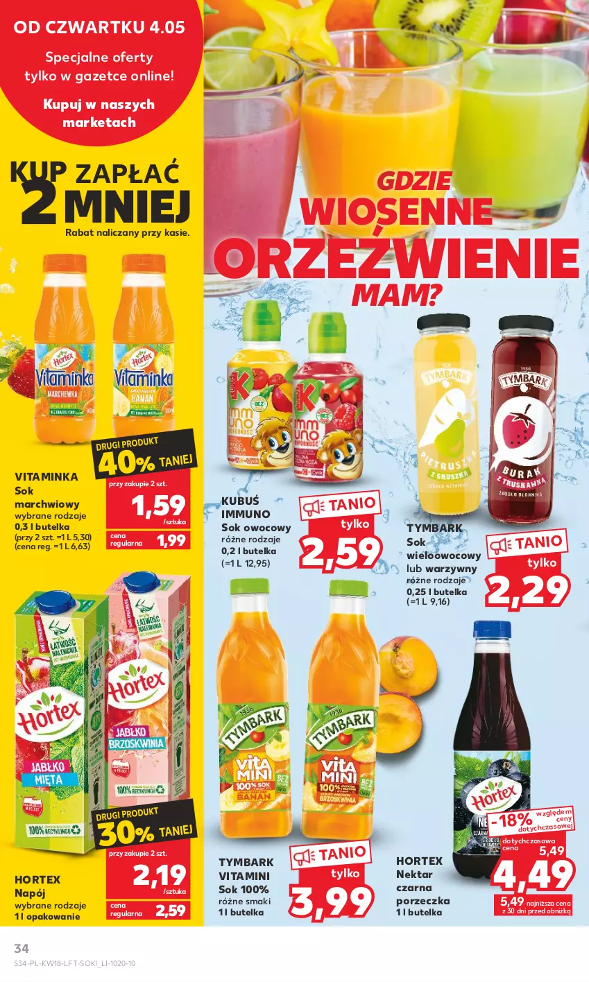 Gazetka promocyjna Kaufland - Gazetka tygodnia - ważna 04.05 do 10.05.2023 - strona 34 - produkty: Hortex, Inka, Kubuś, Napój, Nektar, Por, Sok, Tymbark