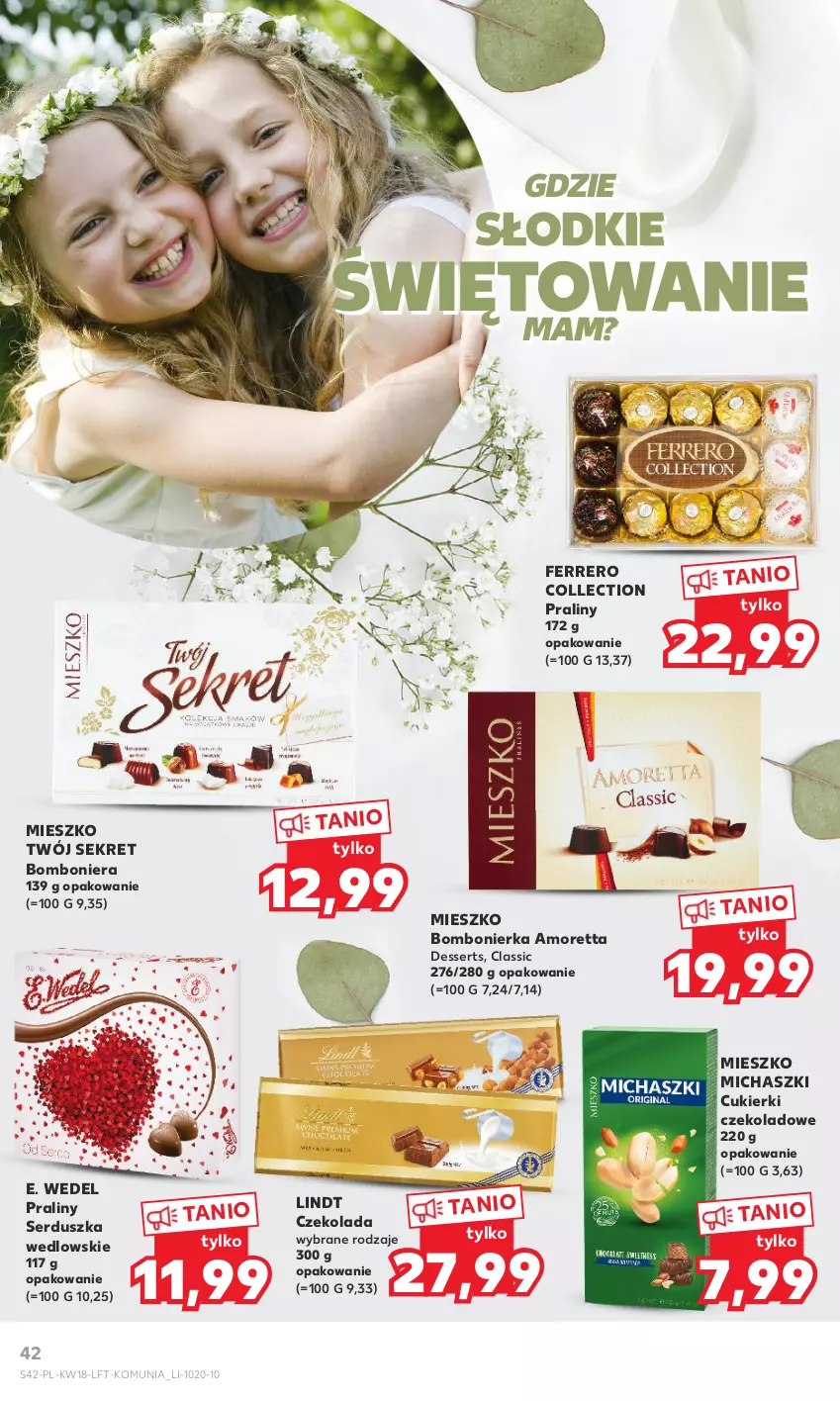 Gazetka promocyjna Kaufland - Gazetka tygodnia - ważna 04.05 do 10.05.2023 - strona 42 - produkty: Bomboniera, Cukier, Cukierki, Cukierki czekoladowe, Czekolada, E. Wedel, Ferrero, Kret, Lindt, Praliny, Ser