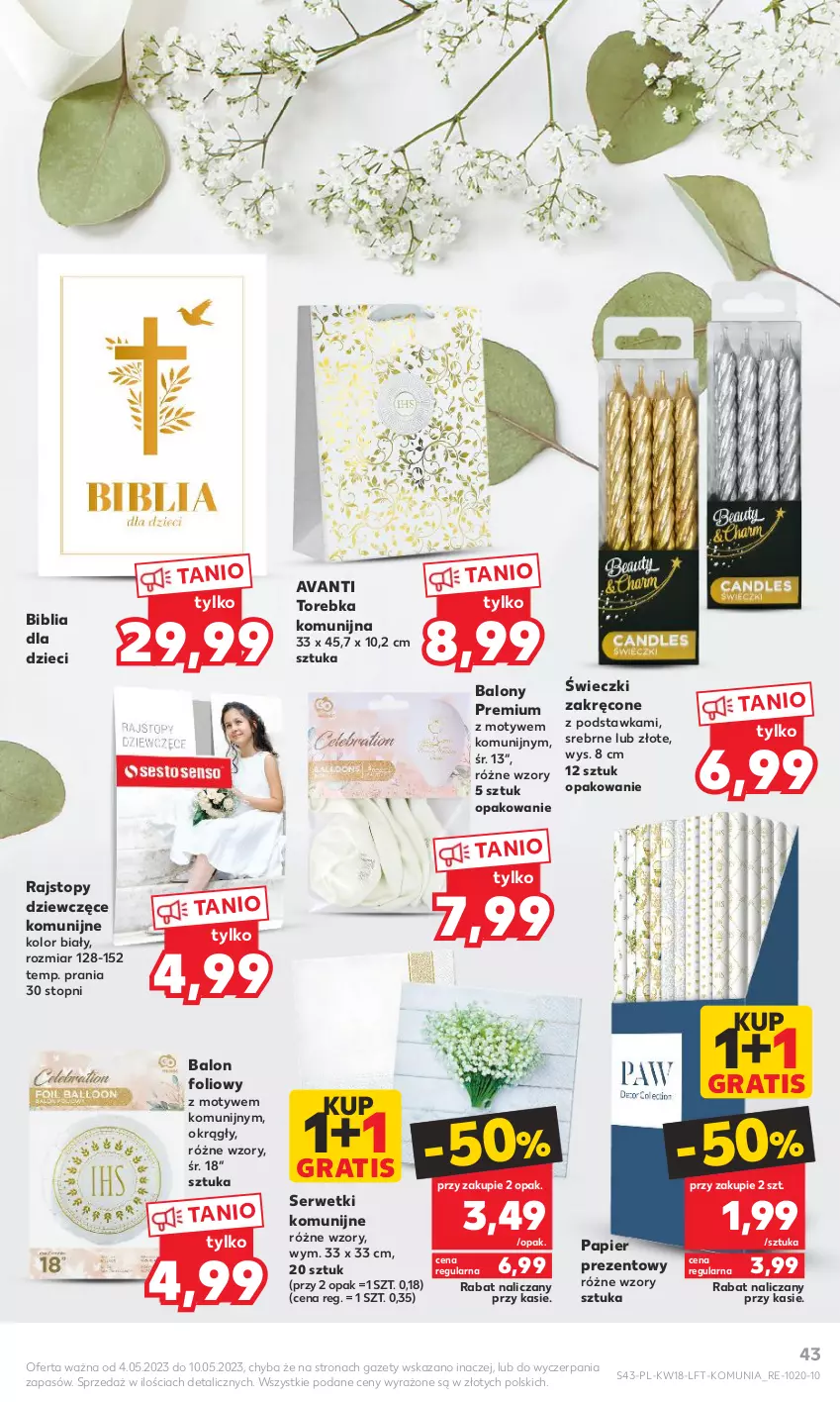 Gazetka promocyjna Kaufland - Gazetka tygodnia - ważna 04.05 do 10.05.2023 - strona 43 - produkty: Balony, Dzieci, Gra, Papier, Rajstopy, Ser, Serwetki, Top, Torebka