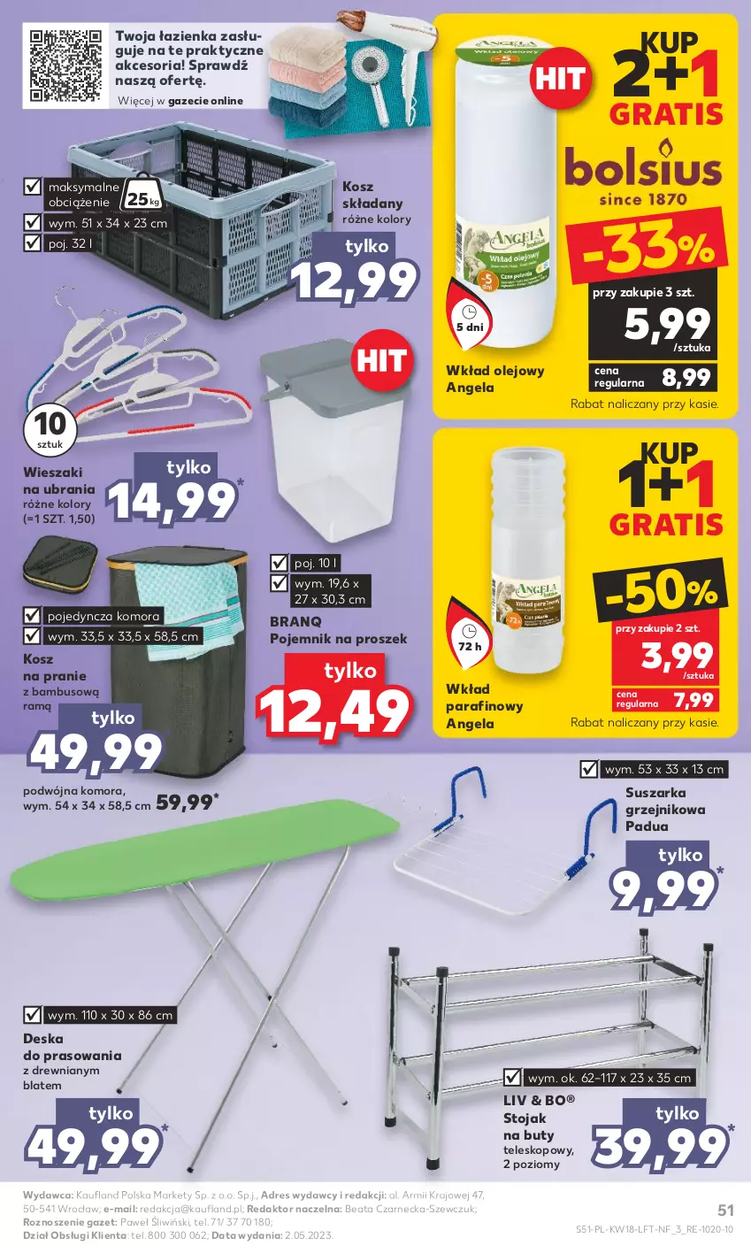 Gazetka promocyjna Kaufland - Gazetka tygodnia - ważna 04.05 do 10.05.2023 - strona 51 - produkty: Buty, Deska do prasowania, Dres, Gra, Grzejnik, Kosz, Olej, Pojemnik, Stojak, Stojak na buty, Suszarka, Teleskop, Ubrania, Wieszak, Wkład olejowy