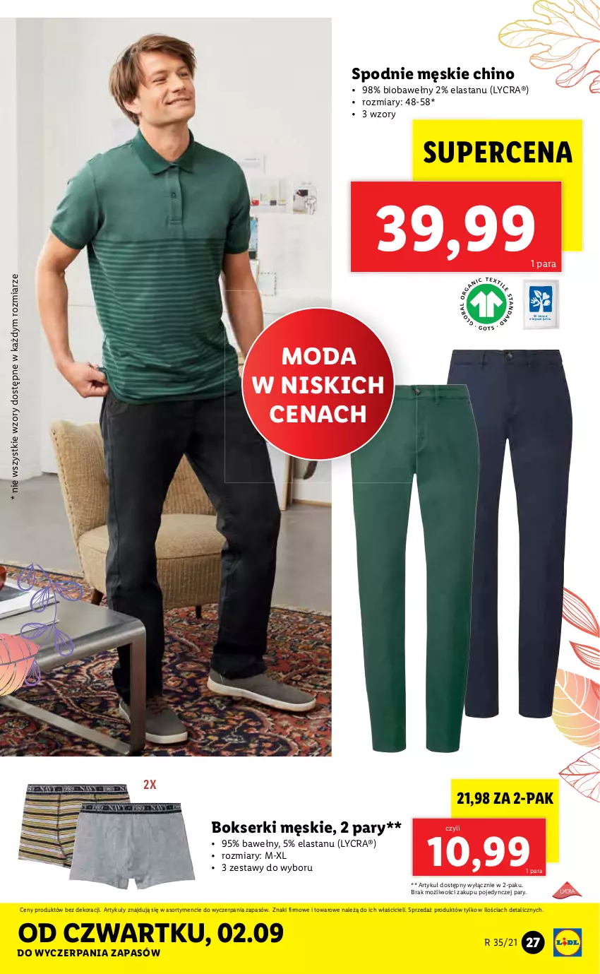 Gazetka promocyjna Lidl - GAZETKA - ważna 30.08 do 04.09.2021 - strona 27 - produkty: Bokserki, Moda, Ser, Spodnie