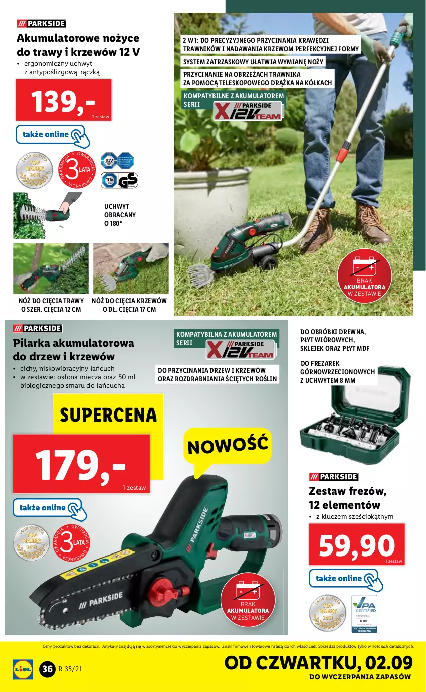 Gazetka promocyjna Lidl - GAZETKA - ważna 30.08 do 04.09.2021 - strona 36 - produkty: Akumulator, Klej, Miecz, Noż, Nożyce, Ser, Teleskop