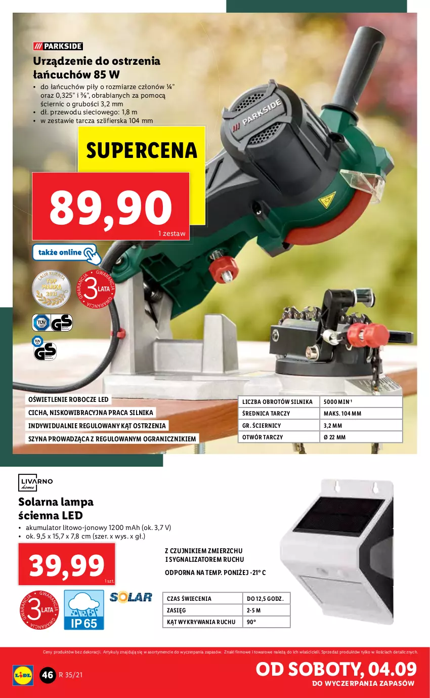 Gazetka promocyjna Lidl - GAZETKA - ważna 30.08 do 04.09.2021 - strona 46 - produkty: Akumulator, Gra, Lampa, Lampa ścienna, Por, Szyna