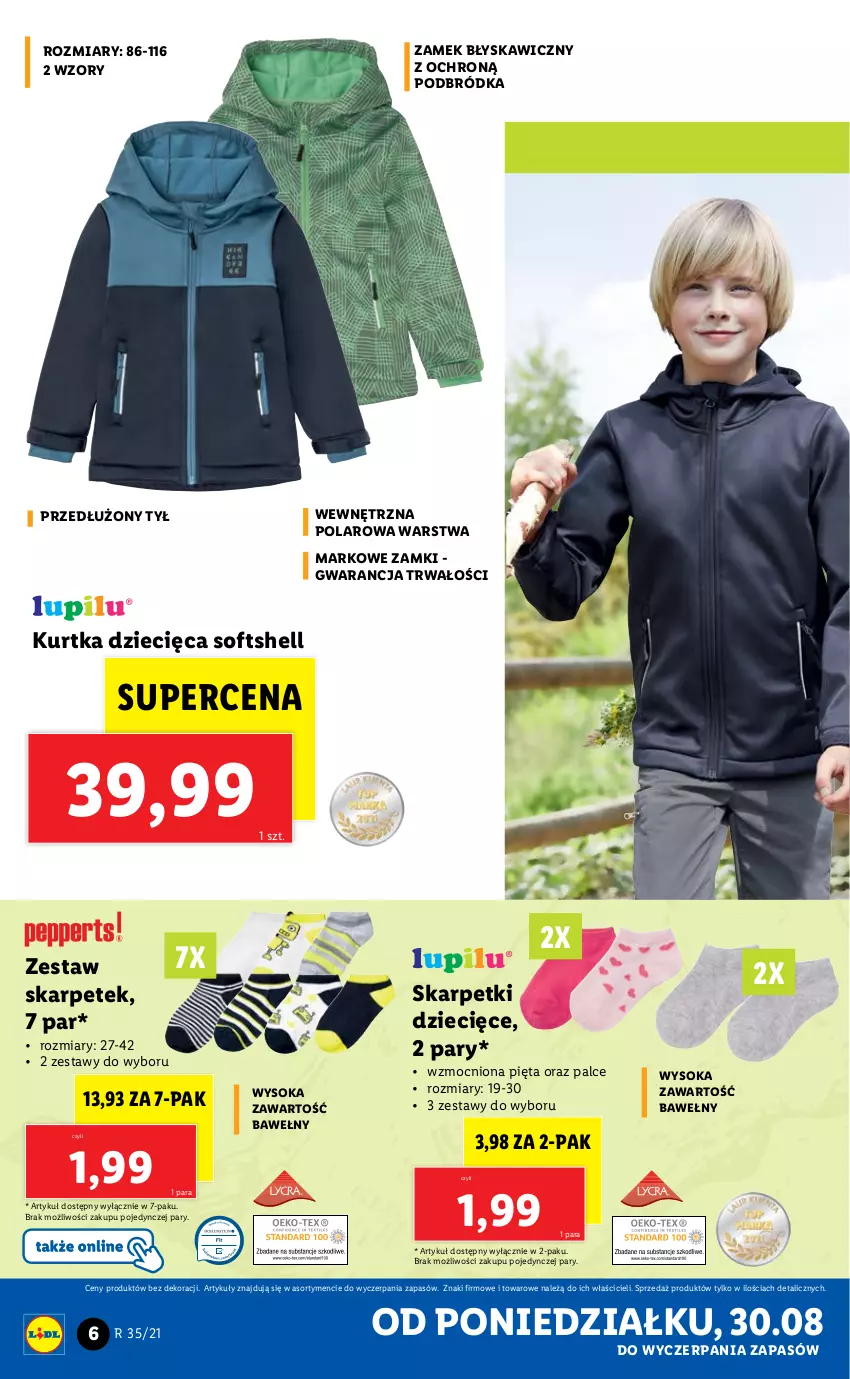 Gazetka promocyjna Lidl - GAZETKA - ważna 30.08 do 04.09.2021 - strona 6 - produkty: Dzieci, Karp, Kurtka, Kurtka dziecięca, Skarpetki, Sok