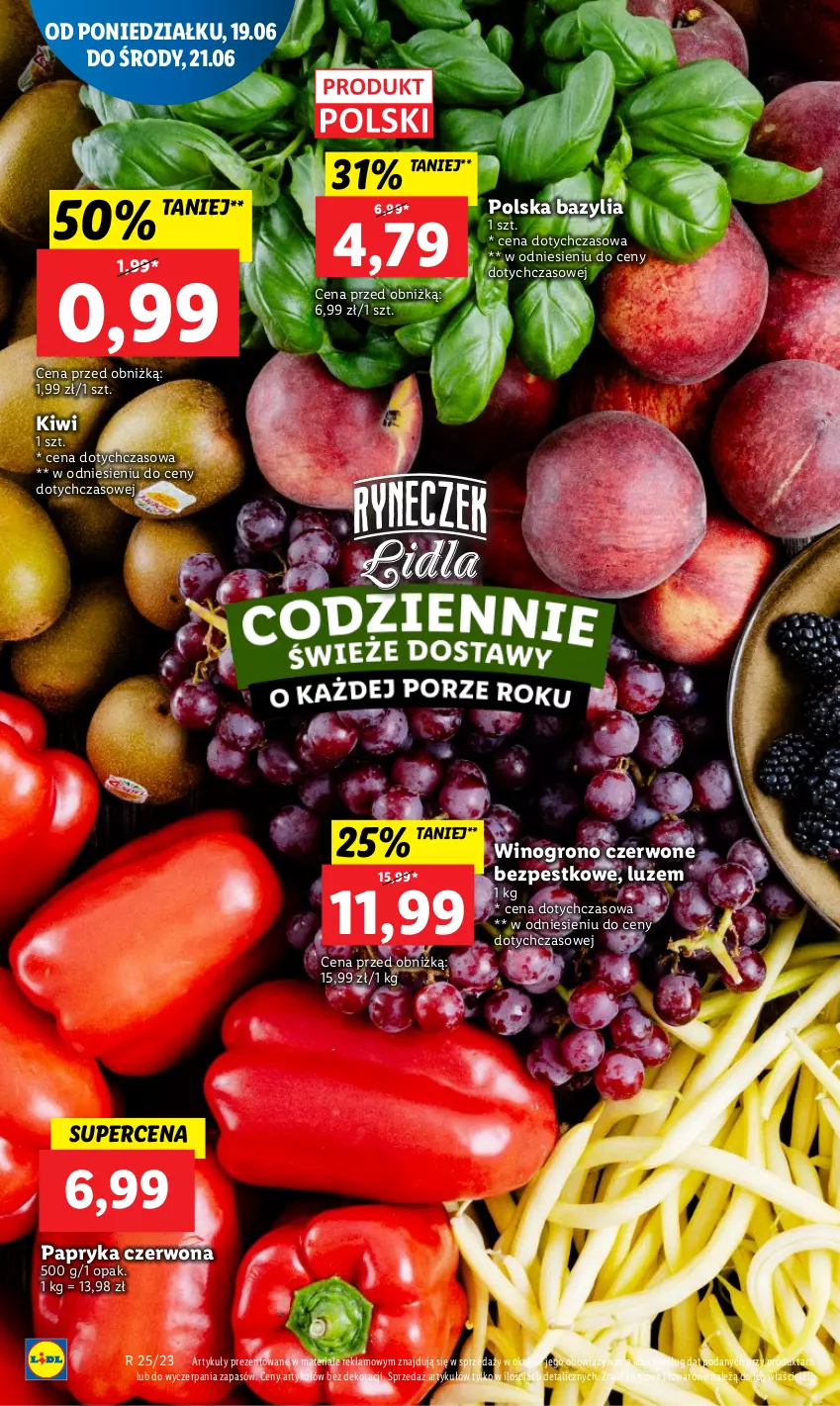 Gazetka promocyjna Lidl - GAZETKA - ważna 19.06 do 21.06.2023 - strona 20 - produkty: Bazyl, Bazylia, Kiwi, Papryka, Papryka czerwona, Wino