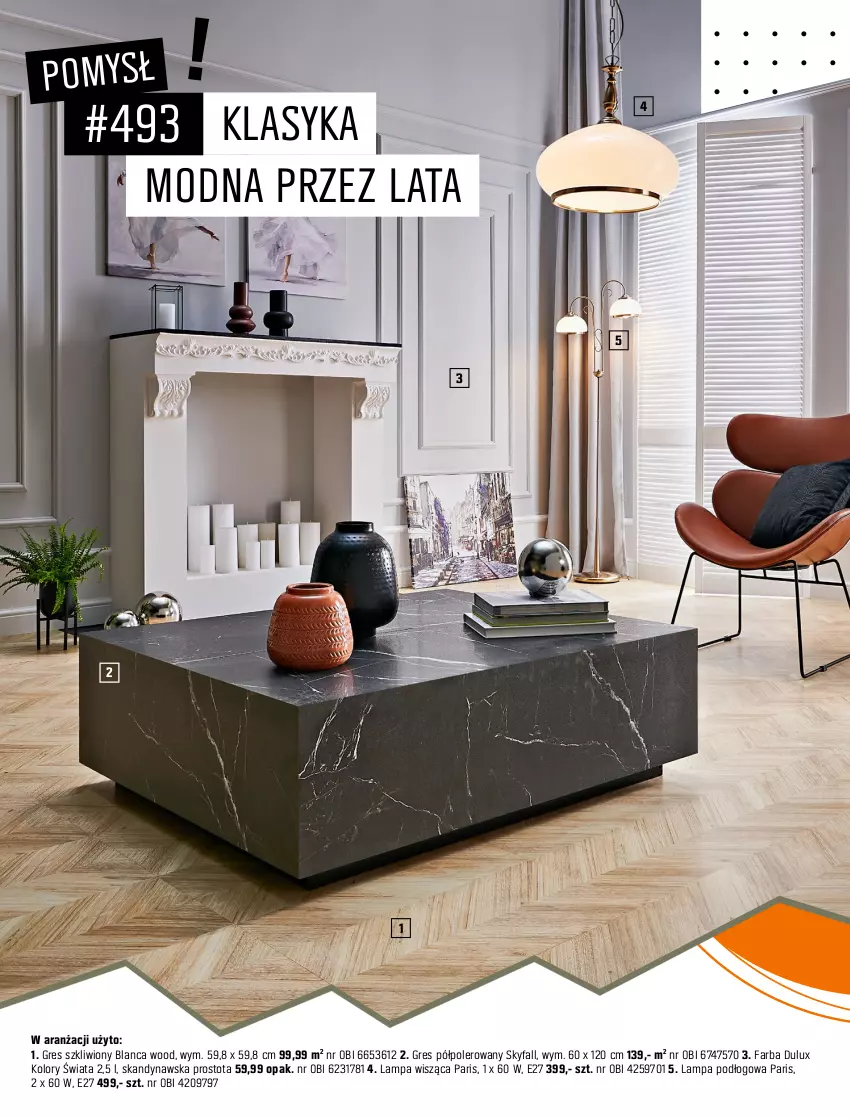 Gazetka promocyjna Obi - Gazetka OBI - ważna 31.05.2021 do 28.02.2023 - strona 62 - produkty: Dulux, Fa, Gres, Gres szkliwiony, Kominek, Konsola, Lampa, Lampa podłogowa, Lampa wisząca, Listwa, Obraz