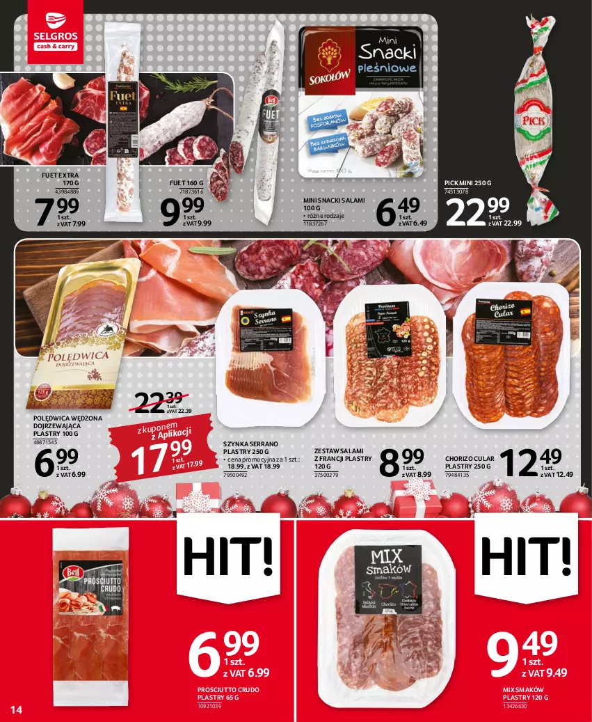 Gazetka promocyjna Selgros - Oferta spożywcza - ważna 01.12 do 14.12.2022 - strona 14 - produkty: Polędwica, Prosciutto, Salami, Ser, Szynka