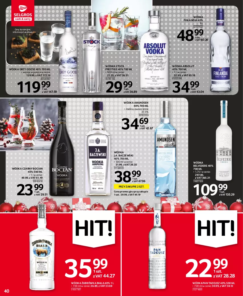 Gazetka promocyjna Selgros - Oferta spożywcza - ważna 01.12 do 14.12.2022 - strona 40 - produkty: Absolut, Amundsen, Finlandia, Owoce, Stock, Wódka