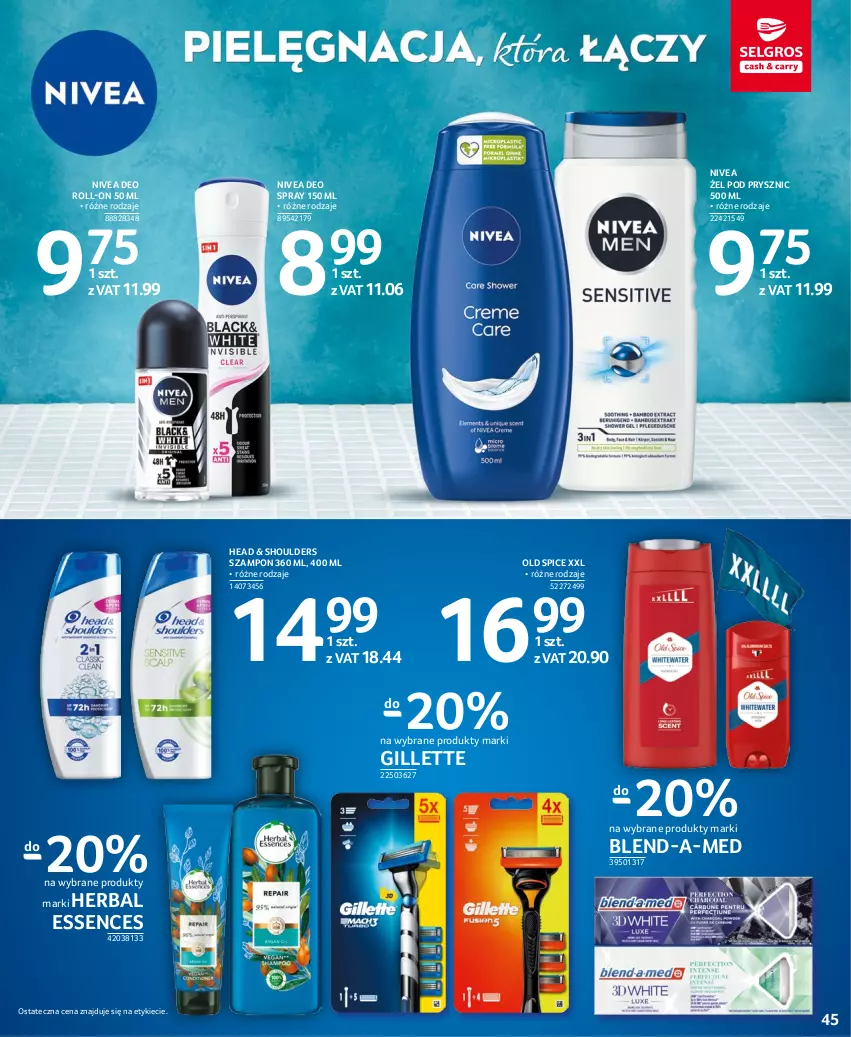 Gazetka promocyjna Selgros - Oferta spożywcza - ważna 01.12 do 14.12.2022 - strona 45 - produkty: Blend-a-Med, Gillette, Nivea, Old Spice, Szampon