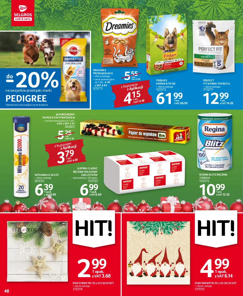 Gazetka promocyjna Selgros - Oferta spożywcza - ważna 01.12 do 14.12.2022 - strona 48 - produkty: Friskies, Gin, Jan Niezbędny, Papier, Pedigree, Ręcznik, Ser, Serwetki