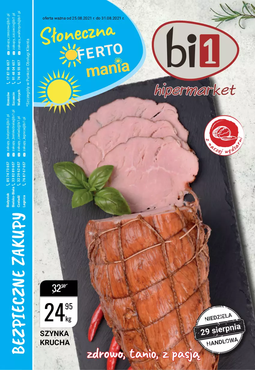 Gazetka promocyjna Bi1 - Słoneczna Ofertomania - ważna 25.08 do 31.08.2021 - strona 1 - produkty: Piec, Szynka