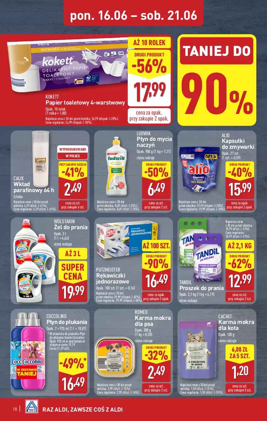 Gazetka promocyjna Aldi - Pełna oferta - ważna 16.06 do 21.06.2025 - strona 18 - produkty: Coccolino, Do mycia naczyń, Ludwik, Papier, Papier toaletowy, Płyn do mycia, Płyn do mycia naczyń, Płyn do płukania, Proszek do prania, Putzmeister, Zmywarki