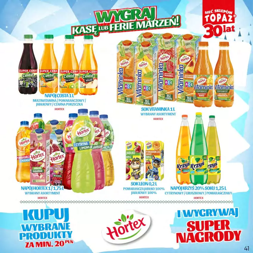 Gazetka promocyjna Topaz - Gazetka - ważna 20.11.2023 do 14.01.2024 - strona 41 - produkty: Gry, Hortex, Inka, Leon, Napój, Por, Sok