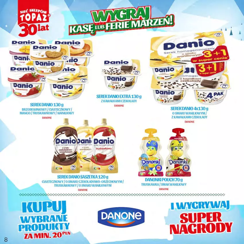 Gazetka promocyjna Topaz - Gazetka - ważna 20.11.2023 do 14.01.2024 - strona 8 - produkty: Danio, Danone, Danonki, Kawa, Mango, Ser, Serek