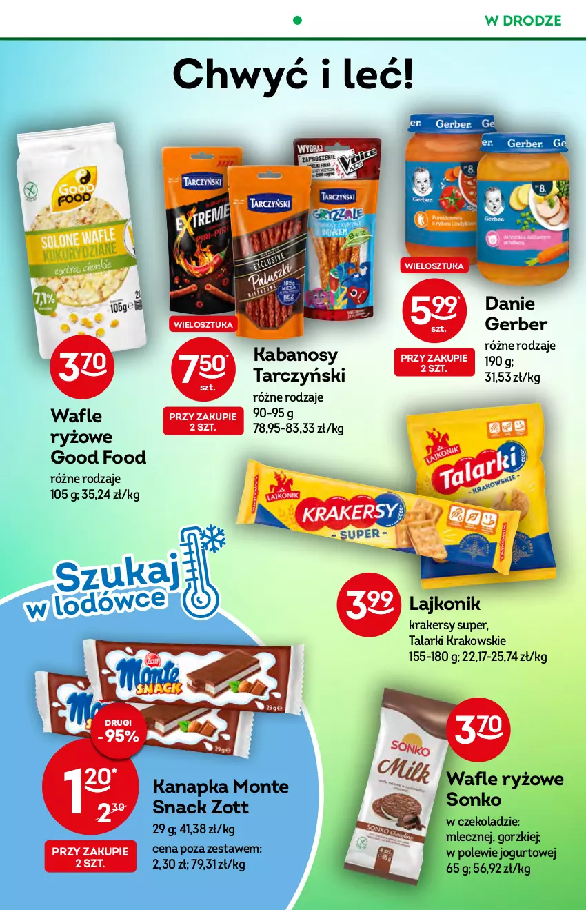 Gazetka promocyjna Żabka - ważna 22.06 do 28.06.2022 - strona 33 - produkty: Gerber, Jogurt, Kabanos, Krakersy, Lajkonik, Monte, Ryż, Sonko, Tarczyński, Wafle, Zott