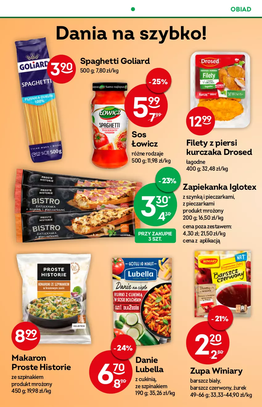 Gazetka promocyjna Żabka - ważna 22.06 do 28.06.2022 - strona 37 - produkty: Bell, Bella, Goliard, Kurczak, Lubella, Makaron, Piec, Pieczarka, Sos, Spaghetti, Szpinak, Winiary, Zapiekanka, Zupa